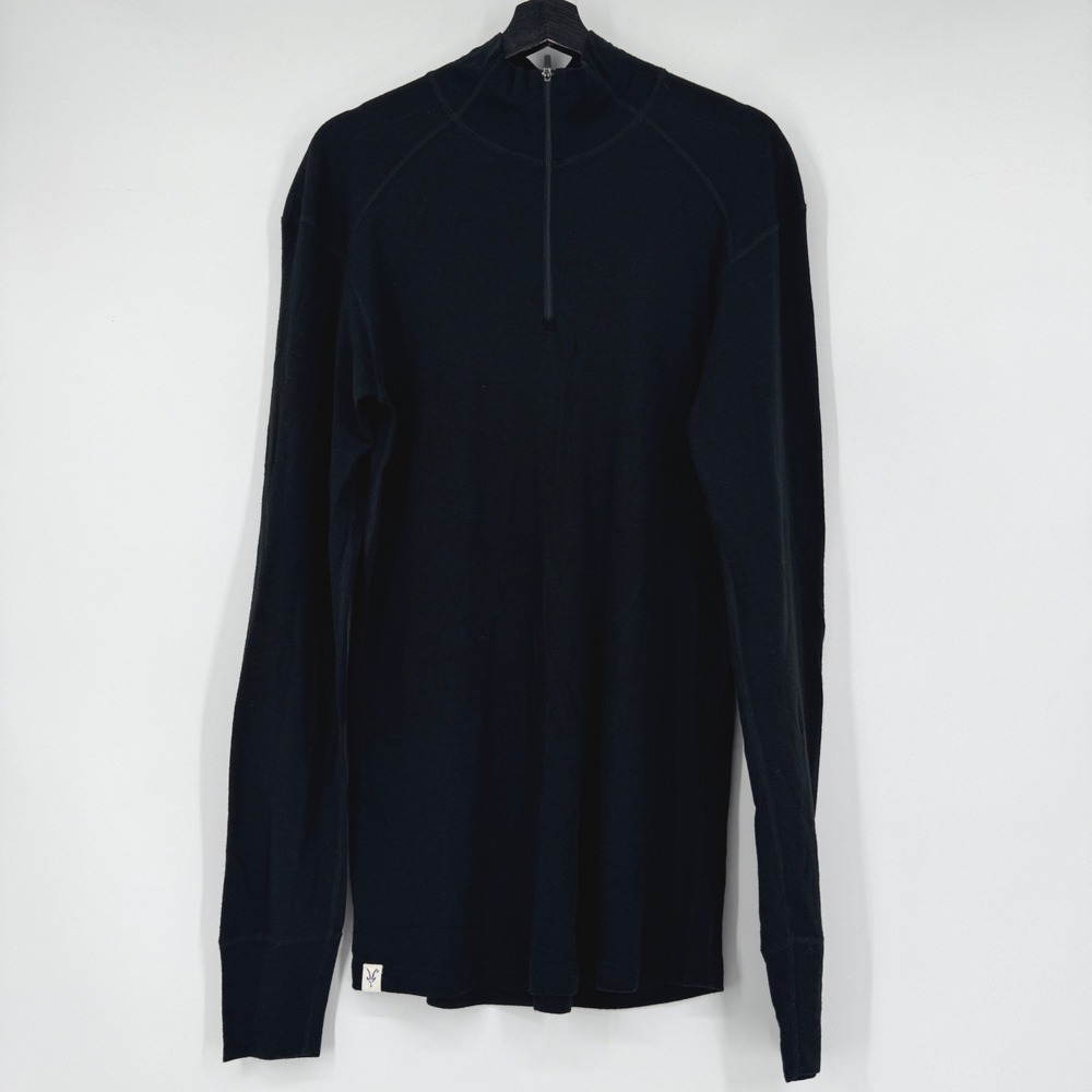 Ibex Mens XX-Large Black 100% New Zealand Merino Wool 1/4 Zip Pullover Top